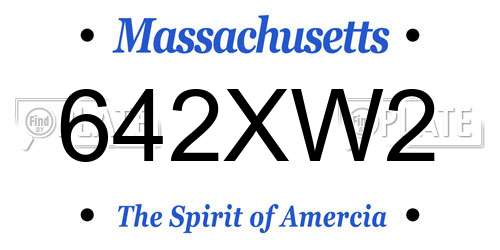 642XW2 Massachusetts License Plate