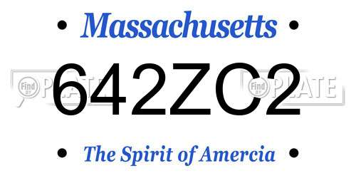 642ZC2 Massachusetts License Plate