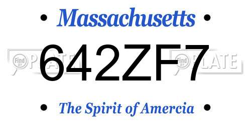 642ZF7 Massachusetts License Plate