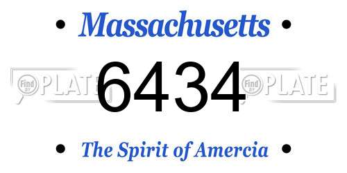 6434 Massachusetts License Plate