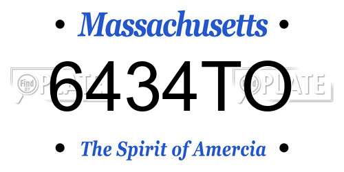 6434TO Massachusetts License Plate