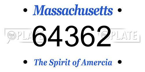 64362 Massachusetts License Plate