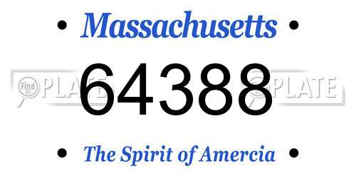 64388 Massachusetts License Plate