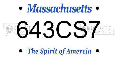 643CS7 Massachusetts License Plate