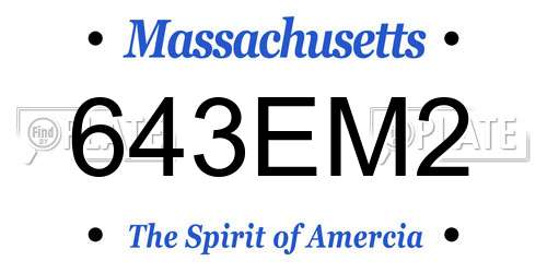 643EM2 Massachusetts License Plate