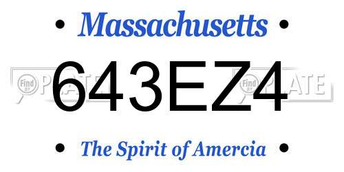 643EZ4 Massachusetts License Plate