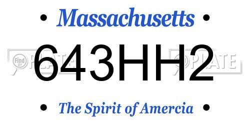 643HH2 Massachusetts License Plate