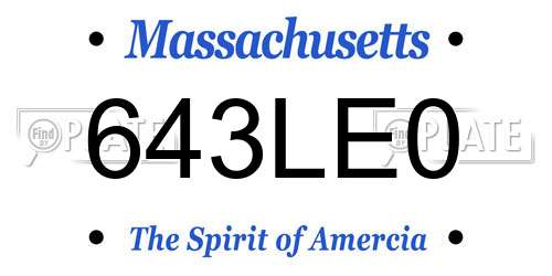 643LE0 Massachusetts License Plate