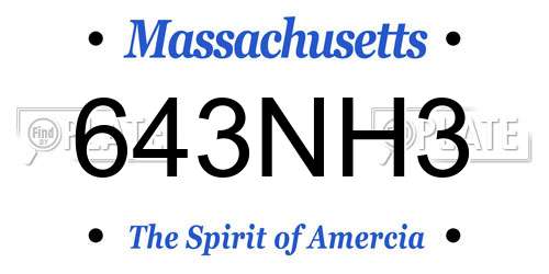 643NH3 Massachusetts License Plate