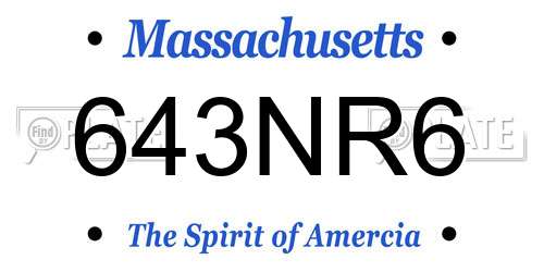 643NR6 Massachusetts License Plate