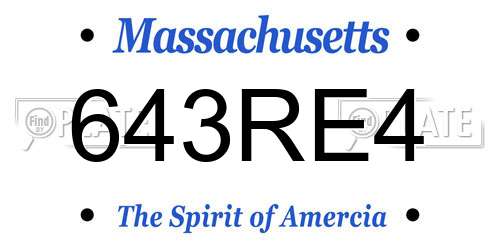 643RE4 Massachusetts License Plate