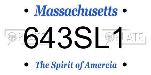 643SL1 Massachusetts License Plate