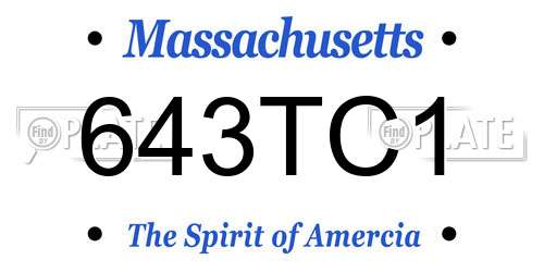 643TC1 Massachusetts License Plate