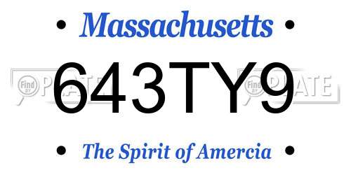 643TY9 Massachusetts License Plate