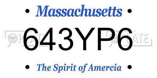 643YP6 Massachusetts License Plate