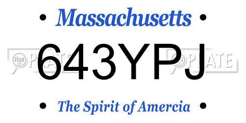 643YPJ Massachusetts License Plate