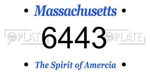 6443 Massachusetts License Plate