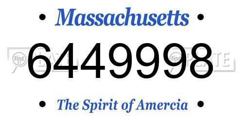 6449998 Massachusetts License Plate