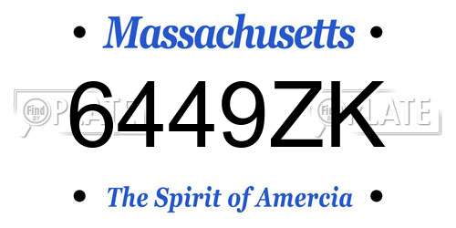 6449ZK Massachusetts License Plate