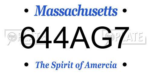 644AG7 Massachusetts License Plate