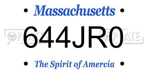 644JR0 Massachusetts License Plate