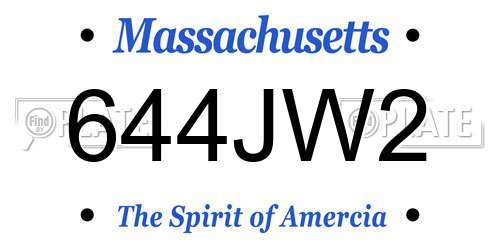 644JW2 Massachusetts License Plate