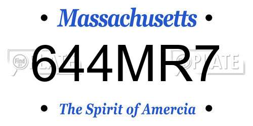 644MR7 Massachusetts License Plate