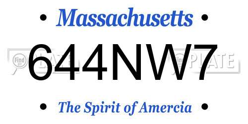 644NW7 Massachusetts License Plate