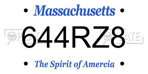 644RZ8 Massachusetts License Plate