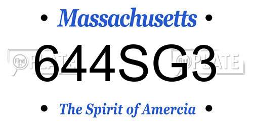 644SG3 Massachusetts License Plate