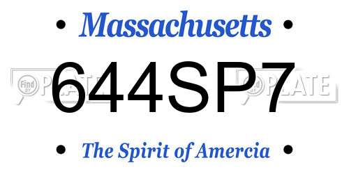 644SP7 Massachusetts License Plate