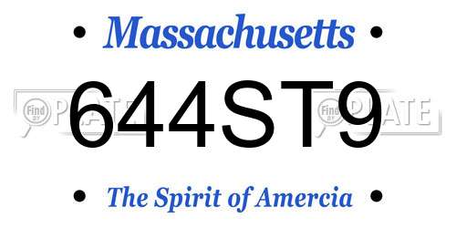 644ST9 Massachusetts License Plate