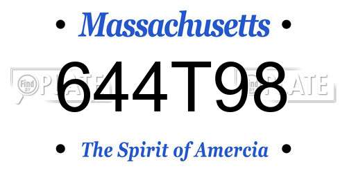 644T98 Massachusetts License Plate