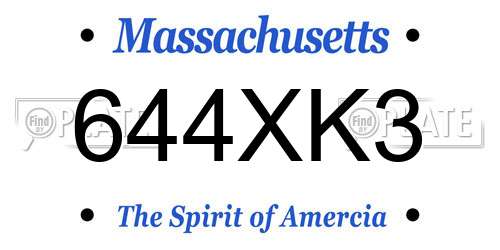 644XK3 Massachusetts License Plate