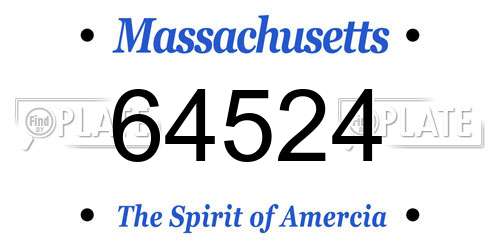 64524 Massachusetts License Plate