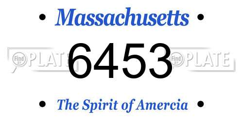 6453 Massachusetts License Plate