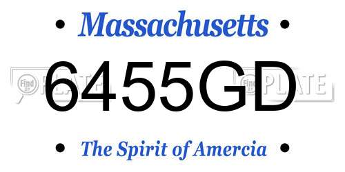 6455GD Massachusetts License Plate