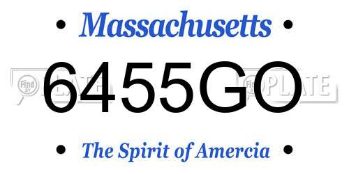 6455GO Massachusetts License Plate