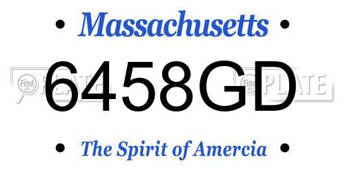 6458GD Massachusetts License Plate