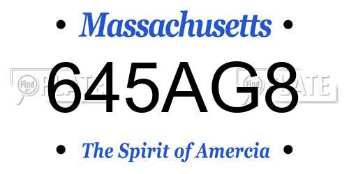 645AG8 Massachusetts License Plate