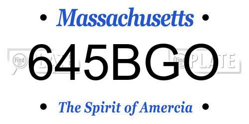 645BGO Massachusetts License Plate