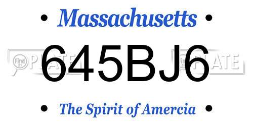 645BJ6 Massachusetts License Plate