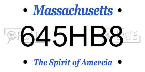 645HB8 Massachusetts License Plate