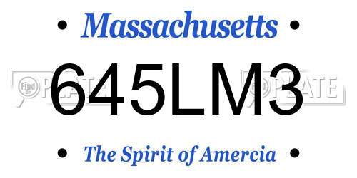 645LM3 Massachusetts License Plate