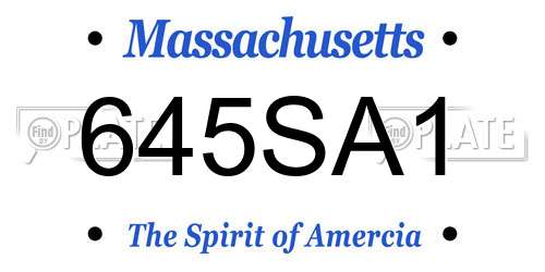 645SA1 Massachusetts License Plate