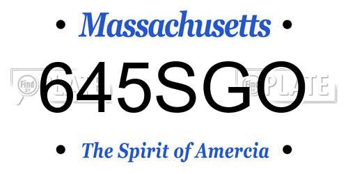 645SGO Massachusetts License Plate