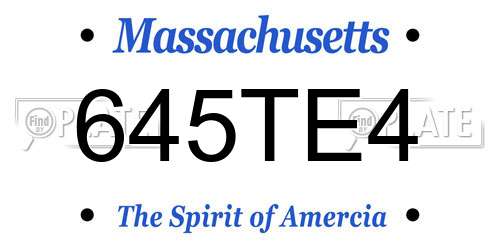 645TE4 Massachusetts License Plate