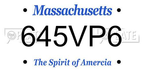 645VP6 Massachusetts License Plate