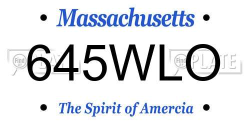 645WLO Massachusetts License Plate
