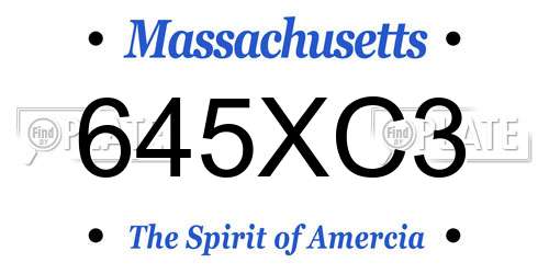 645XC3 Massachusetts License Plate